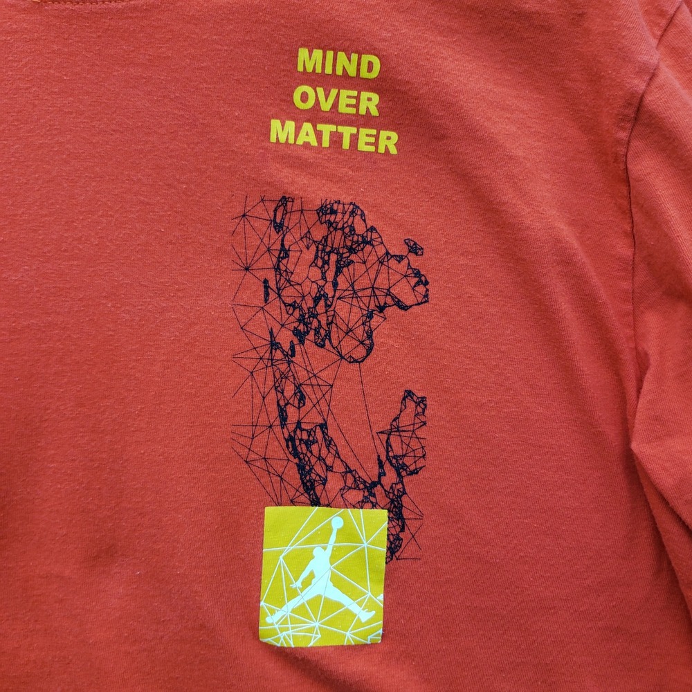 Nike Air Jordan Mind Over Matter Long Sleeve Graphic Tee Red Yellow Jumpman Logo